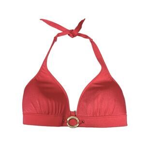 Victoria's Secret Bikini‎ Top Padded Coral Red Halter Tie Swim Women's Medium
